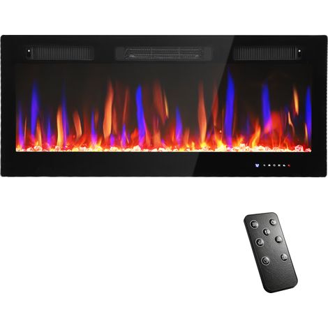 Elektrischer Wandeinbaukamin, 900 W/1800 W, 12 Flammenfarben, 5 Helligkeitsstufen, 106,7 x 9,4 x 47 cm, Schwarz (1/5)