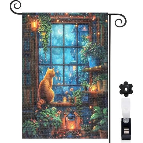 Drapeau de jardin vertical décoration extérieure toile résistante double face 30 x 45 cm pour entrée maison (1/5)