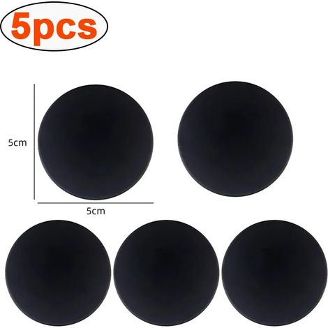 (5 butées de porte rondes noires) 5 butées de porte en silicone, coussinets pour poignées, décoration intérieure, protection murale, tapis de quincaillerie, amélioration de la quincaillerie (1/5)