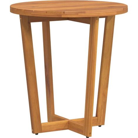Table d'appoint ronde de jardin, 70 cm de diamètre, 75 cm de longueur, en bois d'acacia massif. (1/5)