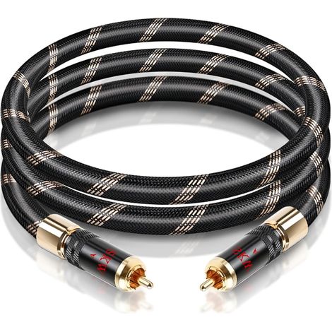 Câble RCA coaxial numérique, câble de caisson de basses S/PDIF avec design autobloquant, pour son surround stéréo 5.1, amplificateur, système hi-fi, OD : 8 mm - 5 m (1/5)