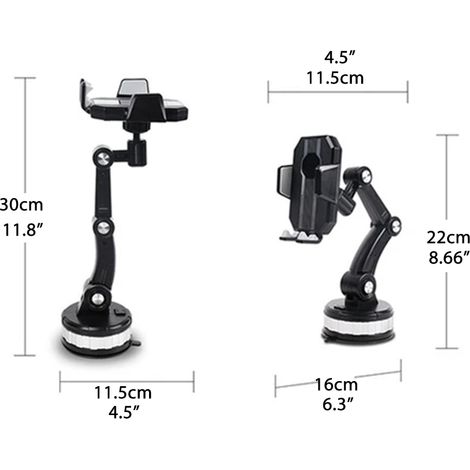 Support téléphone voiture rotatif à fixation ventouse super adhérente pour tableau de bord, pare-brise ou toit ouvrant, orientable, mains libres, clip smartphone robuste (1/5)