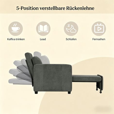 Fauteuil-lit extensible dossier réglable 5 positions canapé TV extra long