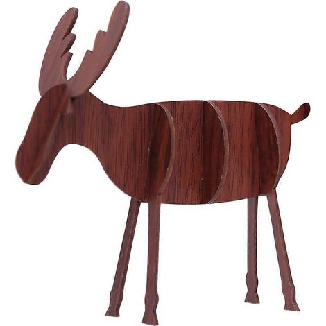 Décoration de Noël en bois représentant un cerf et un élan, idéale pour le salon, la chambre ou une fête. Grande taille (couleur café).-Coffee