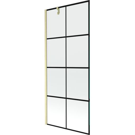 Mexen Next Badewannenabtrennung 1-flügelig 80 x 150 cm, schwarzes Muster, gebürstetes Gold - 895-080-000-00-77-55 (1/5)