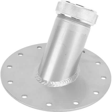 Ortviai Tuyau de remplissage pour cellule à combustible 45°, base acier 12 boulons, capuchon aluminium, diamètre intérieur 38 mm, argent