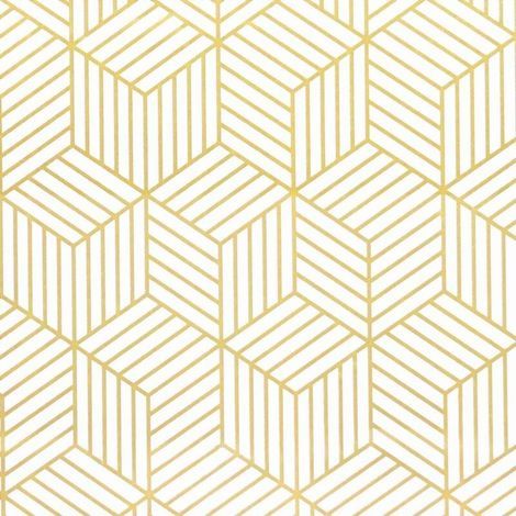 Papier peint autocollant à rayures géométriques de l'hexagone doré - Papier peint autocollant - Pour meubles - Doré et blanc - 45 x 500 cm - Papier cadeau de Noël (1/5)