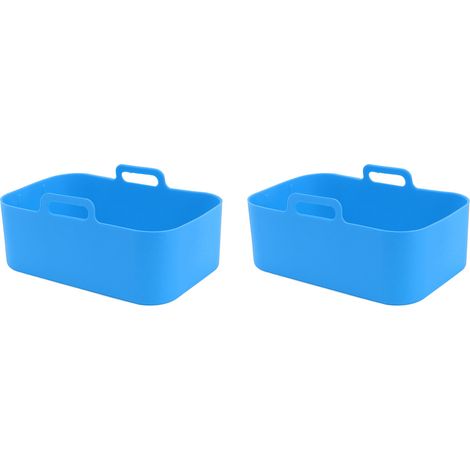 Marmite en silicone pour friteuse à air chaud Ninja DZ201 Foodi 8QT avec brosse et clip, accessoires de cuisson, 19,5 x 12,7 x 7 cm, bleue (1/5)