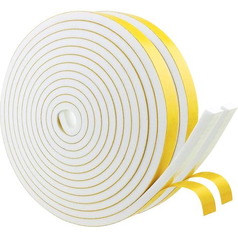 2 Rouleaux Joint Isolation, Mousse Caoutchouc Adhésive 12x6mm, Bande Étanche Anti-bruit Pour Porte Fenêtre