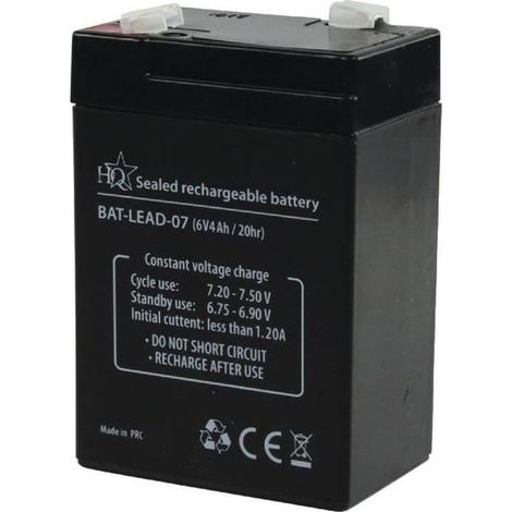 Batterie au plomb acide - ALPEXE - 6V-4Ah - Noir - Sans entretien - Polyvalente