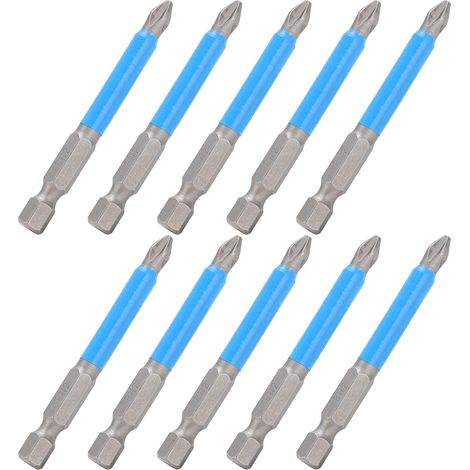 Ensemble de 10 embouts de tournevis cruciformes de 65 mm PH2 antidérapants et magnétiques pour perceuse électrique manuelle (1/5)