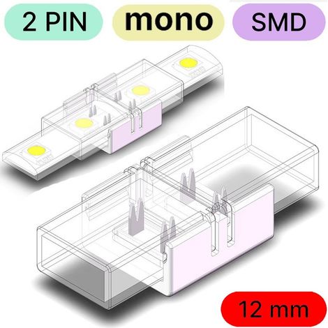 Connettore Rapido Impermeabile per Strisce Led COB e SMD a 2 pin  12mm