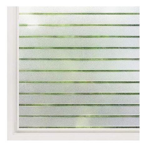Film adhésif pour fenêtres à rayures, protection UV et intimité, film occultant décoratif 90 x 200 cm pour salle de bain, cuisine et bureau (1/3)