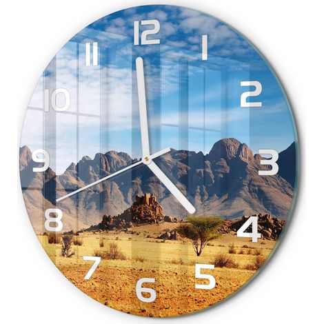 Horloge Murale Ronde Décoration Maison Classique Verre Trempé Silencieuse Rochers en Namibie fi 30 cm (1/5)