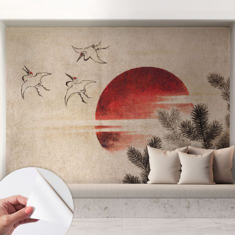 Carta da parati autoadesiva - fotomurale - alta qualità - per la cucina - camera da letto - Alba nel bosco 208x146 cm (1/5)