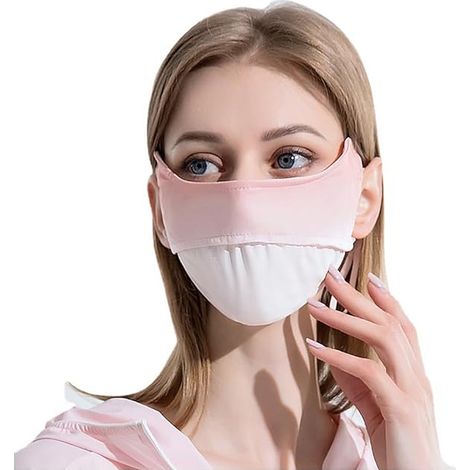 Mascarilla facial transpirable para mujer con protección solar, reutilizable, apta para uso en exteriores - rosa oscuro (1/4)