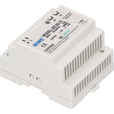 Alimentation sur rail DIN série DR avec circuit LED réglable pour armoires de commande (DR-30-12) (1/4)