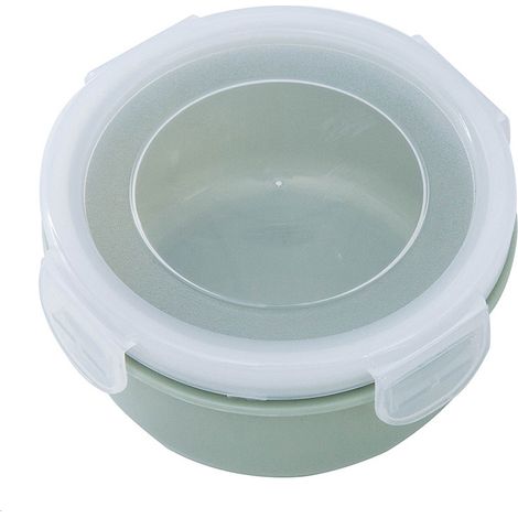 1 Boîte alimentaire ronde, joint en silicone, plastique PP, vert, pour réfrigérateur, pique-nique(Troisième trimestre : septembre) (1/5)