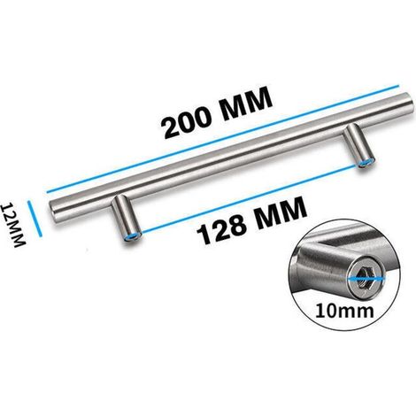 Lot de 15 Poignee de Meuble Cuisine 128mm Poignee Porte Cuisine -LS201BSS128 Poignée Cuisine Poignée Placard Cuisine en Acier Inoxydable et Nickel Brossé Entraxe 128mm (1/3)