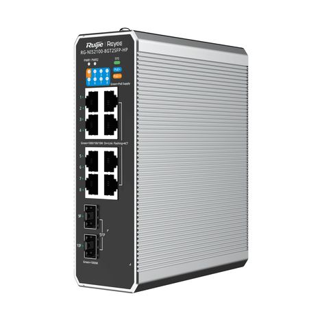 Ruijiee RG-NIS2100 Gestito L2 Gigabit Ethernet (10/100/1000) Supporto Power over Ethernet (PoE) Nero, Acciaio inox
