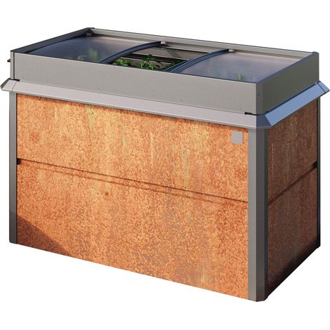 PRIMEYARD 150 x 85 x 77 cm Hochbeet Nele, Cortenstahl, Rost-Optik  inkl. Frühbeetaufsatz und Schneckenschutz