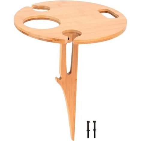Garosa Table à Vin Pliante Table à vin en plein air Portable en bambou Mini casier à vin Table de pique-nique Table à vin de