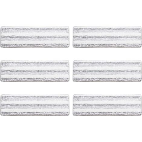 COSTWAY Lot de 6 Serpillières en Microfibre Haute Absorption, Tampons Lavables Réutilisables, Recharges Compatibles avec Balai Plat pour Sols Durs et Carrelage