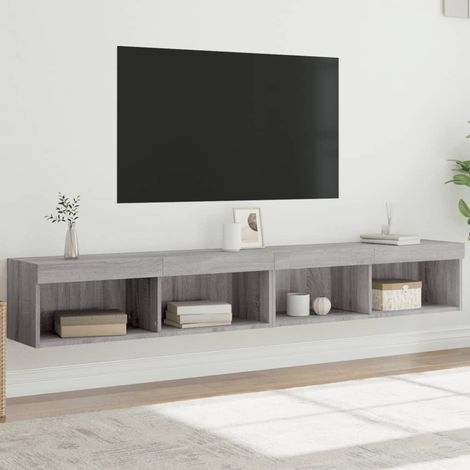 TV-Schränke mit LED-Leuchten 2 Stk. Grau Sonoma 100x30x30 cm (1/5)