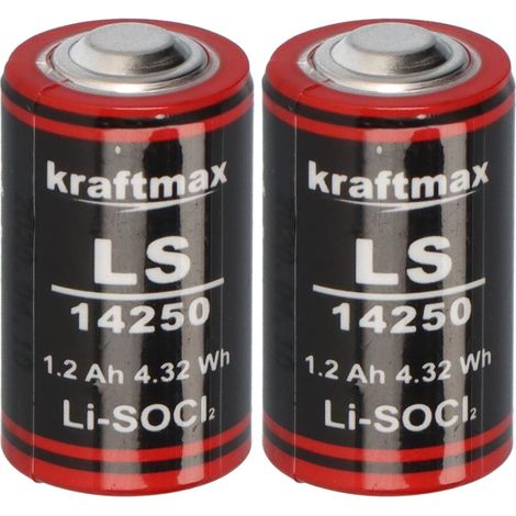 2x Kraftmax Lithium 3,6V Batterie LS14250 1/2 AA - Zelle ER14250 Li-SOCl2 (1/5)