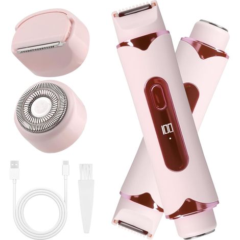 Rasoir Electrique Femme 2 en 1, LCD Tondeuse Femme Intime, Épilateur Femmes Maillot, Rasoir Femmes pour Bikini Visage Aisselles Sensible Jambes, Utilisation Humide et Sèche, Étanche IPX7, Recharge USB (1/5)