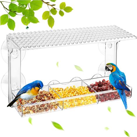 CCYKXA Window Bird Feeders, Outdoor Bird Feeder with Powerful Suction Cups, Transparent Outdoor Bird Feeder, Bird Feeder for Outdoor Use, Garden 28 x 10 x 14.5 cm (1/5)
