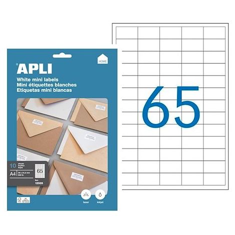 Etiquettes adresse jet d'encre, laser et copieur 38 x 21,2 mm Apli blanche - Boîte de 650 (1/2)