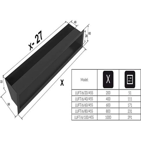 Lüftungsgitter LUFT 6x60 schwarz