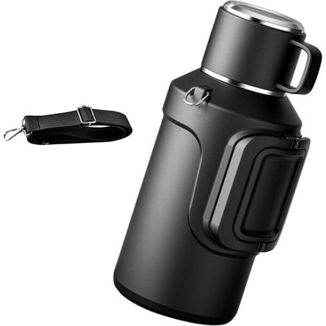 Spaziose bottiglie termiche in acciaio inox 316 antiruggine, 1500 ml, nere