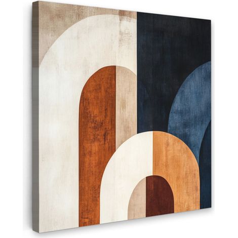 TABLEAU SUR TOILE Abstrait - Formes - Bleu foncé Tableau Chambre Adulte 90x90 cm