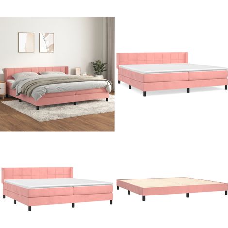 Sommier à lattes de lit avec matelas Rose 200x200 cm Velours - Lit Double - Lit Velours - Lit Rose - Lit Design - Literie - Home & Living (1/5)