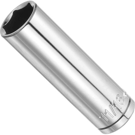 Douille 6 pans, embout 1/2" profondeur 11/16", chromée CR-V SAE pour douille à choc - (Applications : clés à cliquet, dynamométriques, réparation auto), 1 pièce (1/5)
