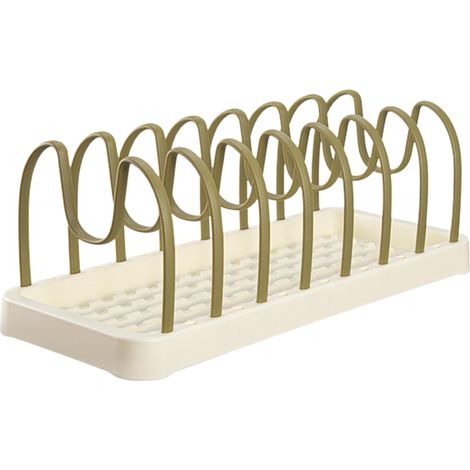 Organisateur d'égouttoir à vaisselle multifonctionnel amovible en forme de U avec porte-couvercles et égouttoir à tasses, accessoires de cuisine-AquaForge (1/5)