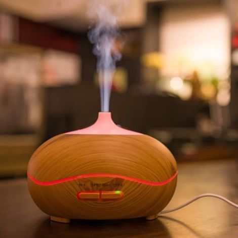(Marron)Diffuseur d'Huiles Essentielles 300ml led light Humidificateur Portable Diffuseur de parfum à Brume Fraîche (1/4)