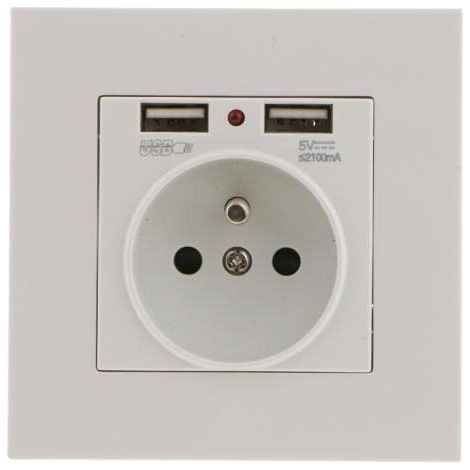 Set mit 2 Wandsteckdosen, Wandsteckdose mit zwei USB-Anschlüssen (5 V/2100 mA), Einbausteckdose mit 2 USB-Anschlüssen, praktisch und einfach zu bedienen