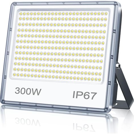 Projecteur LED Exterieur 300W, 30000LM Spot LED Extérieur Avec Transformateur, IP67 Imperméable 7000K Blanc Froid Pour Terrasse Jardin Stade Usine Garage