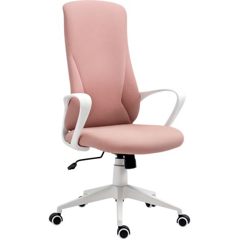 Sedia da Ufficio Ergonomica e Imbottita con Altezza Regolabile e Dondolo, 62x56x110-119.5 cm, Rosa