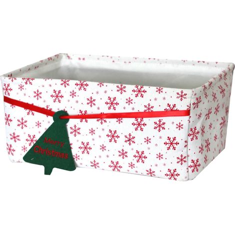 Panier De Rangement - Tissu - Blanc - 36 X 26 X 15 Cm - Pour Décoration Festive Bureau Armoire Ou Salon - 1 Pièce (1/5)