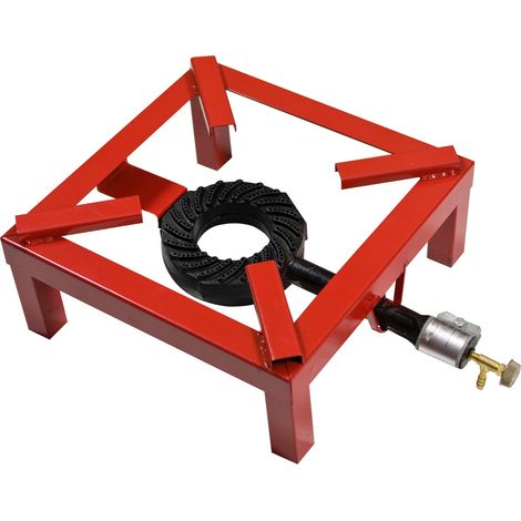 fornellone a gas cm 40x40 in acciaio rosso con bruciatore per campeggio casa