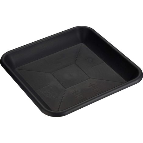 Soucoupe carrée pour pot de fleur 34 x 34 cm - Dessous de pot de fleur en plastique gris anthracite - Plateau pour jardinière résistant aux UV et au gel (1/5)