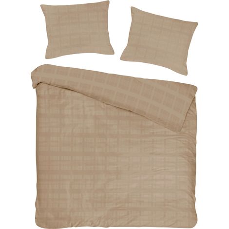 Baumwollbettwäsche 180x200 Satin Marsela Premium - Makosatin Dunkelbeige (1/5)