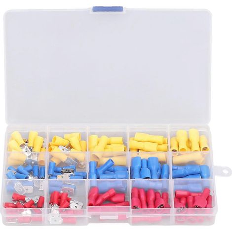 120-teiliges Set Flachsteckverbinder (weiblich/männlich) aus Kupfer mit PVC-Isolierung, elektrische Crimp-Anschlüsse