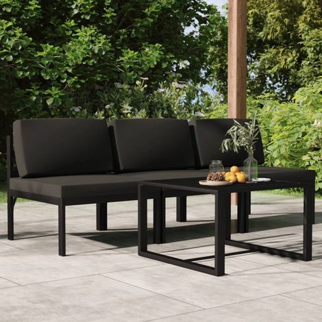 4-tlg. Garten-Lounge-Set mit Kissen Aluminium Anthrazit (1/5)