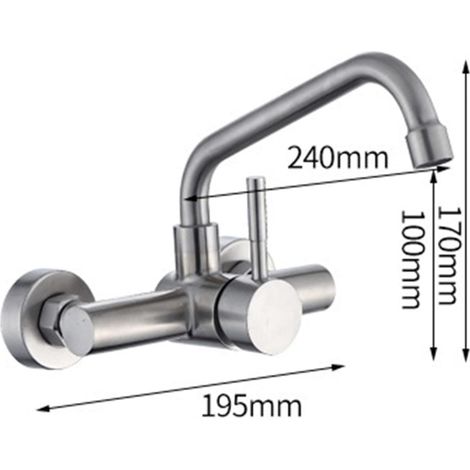 Rubinetto da cucina a parete in acciaio inox, miscelatore monocomando per acqua calda e fredda, design elegante e funzionale - ALTRO (1/4)