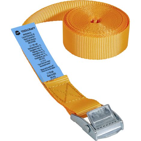 TOOLCRAFT TO-6811770 Klemmgurt Zugkraft LC Niederzurren (einzeln/direkt)=125 daN (L x B) 4.5 m x 25 (1/2)